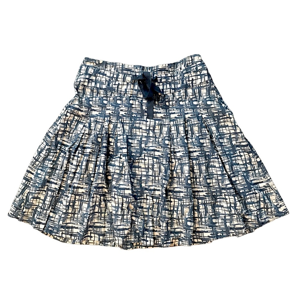 Old Navy Just Below Waist Pleated Skirt Abstract Print Blue Gray Cream Size 4